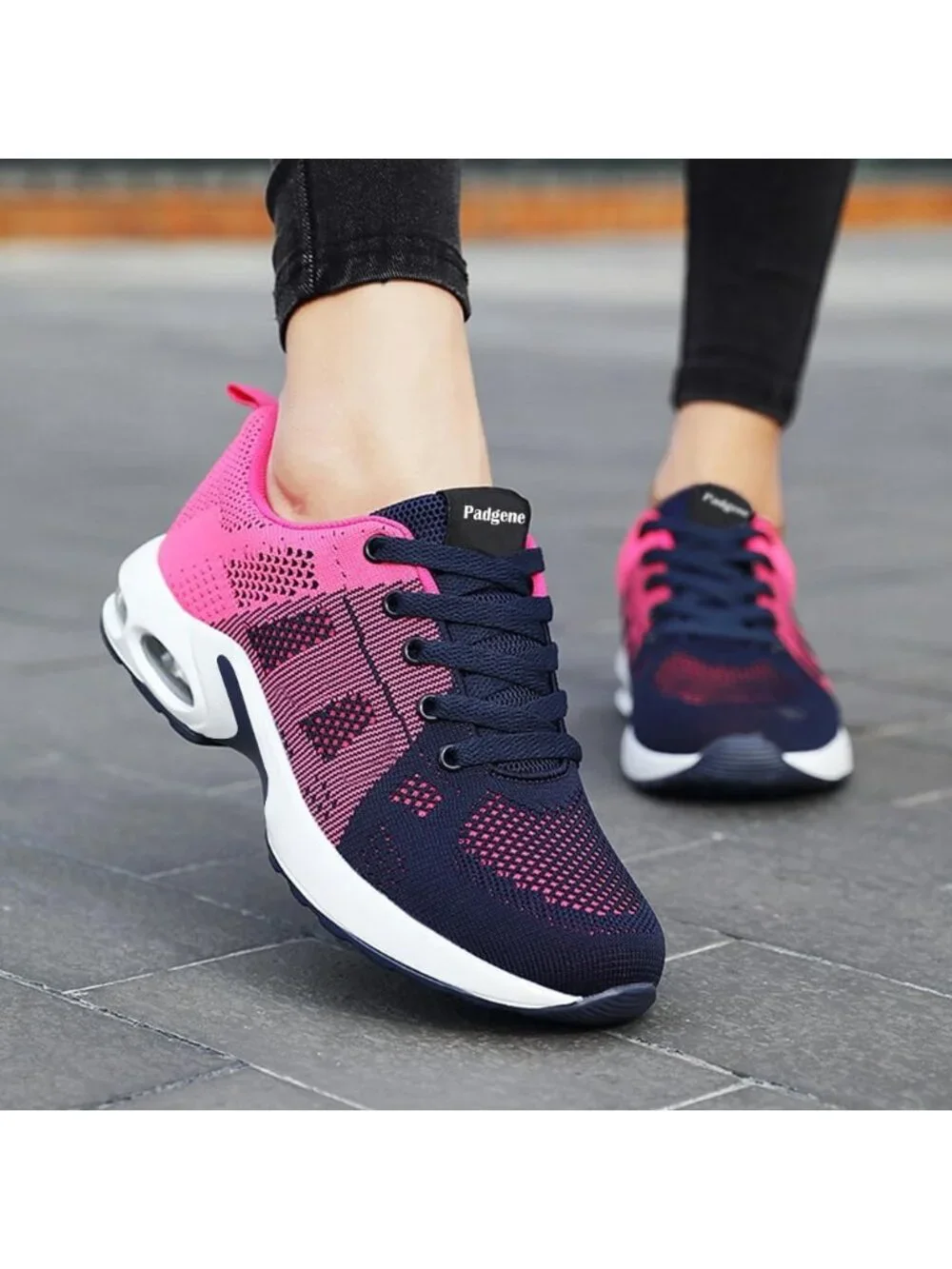 Women's Pink Lightweight Air Cushion Mesh Breathable Casual Sneakers